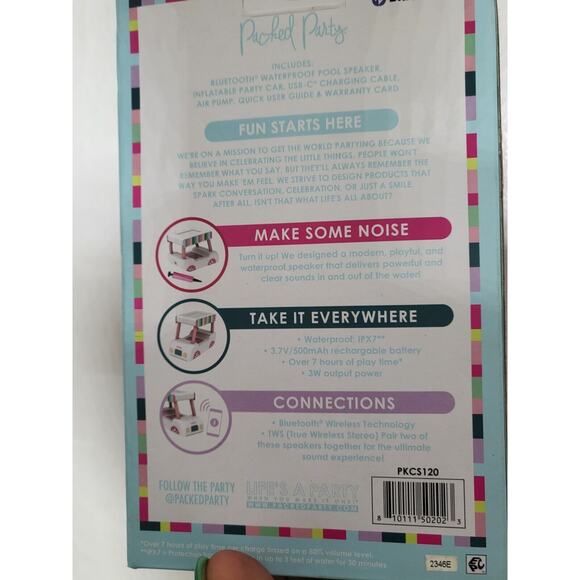 Inflatable Party Car Waterproof Floating Bluetooth Speaker New - Picture 2 of 4